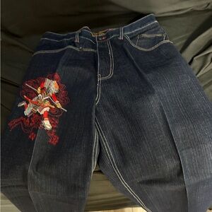 Vintage Y2K No 83 samurai embroidered jeans-amazing shape-size 34x34-#576